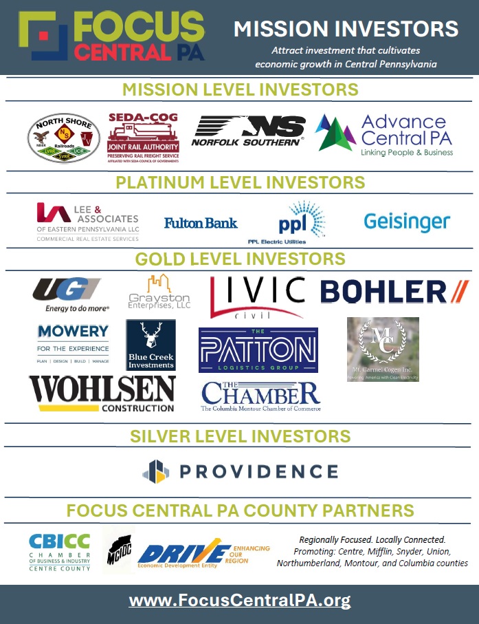Focus Central PA Investors 2026 - ONE PAGE Investor collage