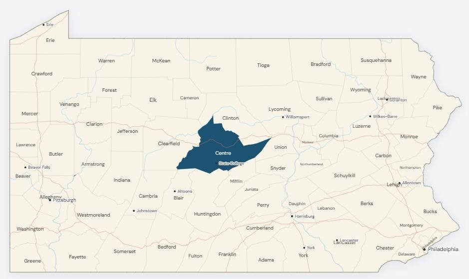 Centre County map