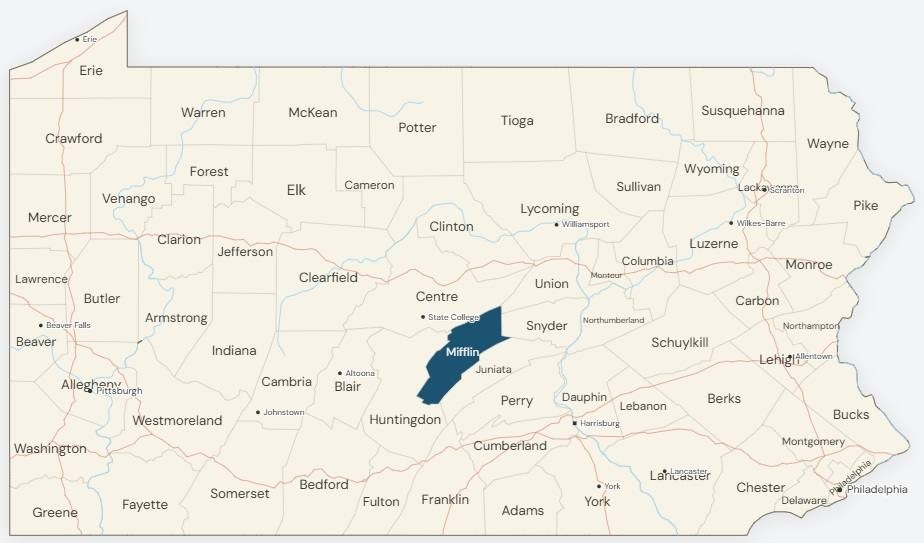 Mifflin County map