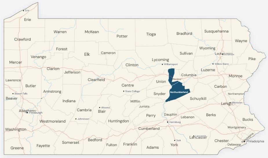 Northumberland County map