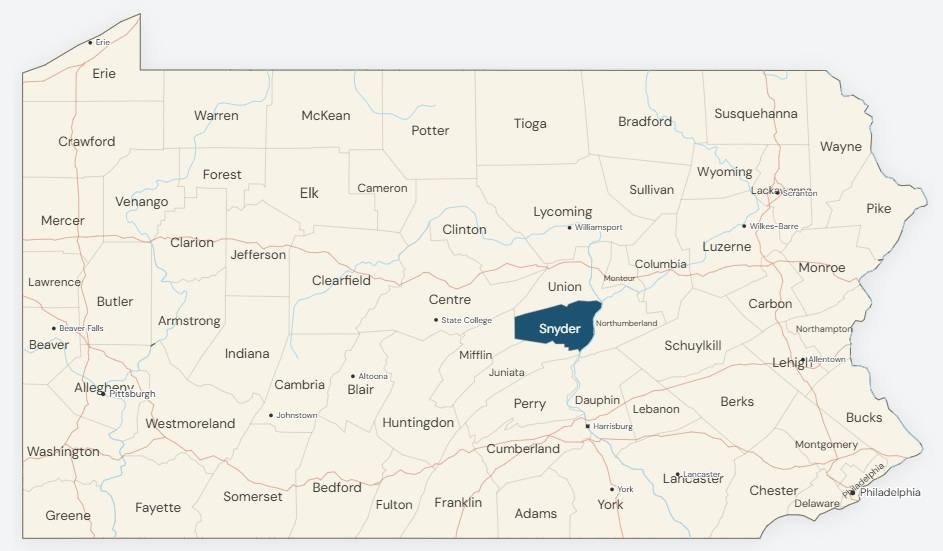 Snyder County map